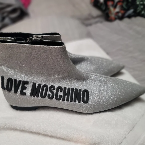 Love moschino silver glitter metallic booties - Picture 2 of 10